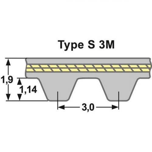 Zahnriemen Meterware S3M - 12 mm Neoprene/Glas