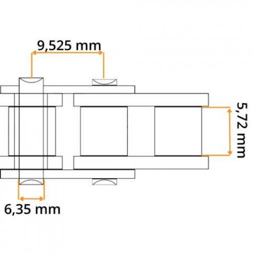 5 Meter 06 B-1 (3/8 x 7/32 Zoll) Ecoplus Rollenkette