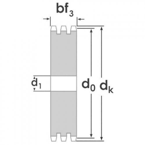 Kettenradscheibe KS 16 B-3 Z=125 (1 Zoll x 17.02 mm)